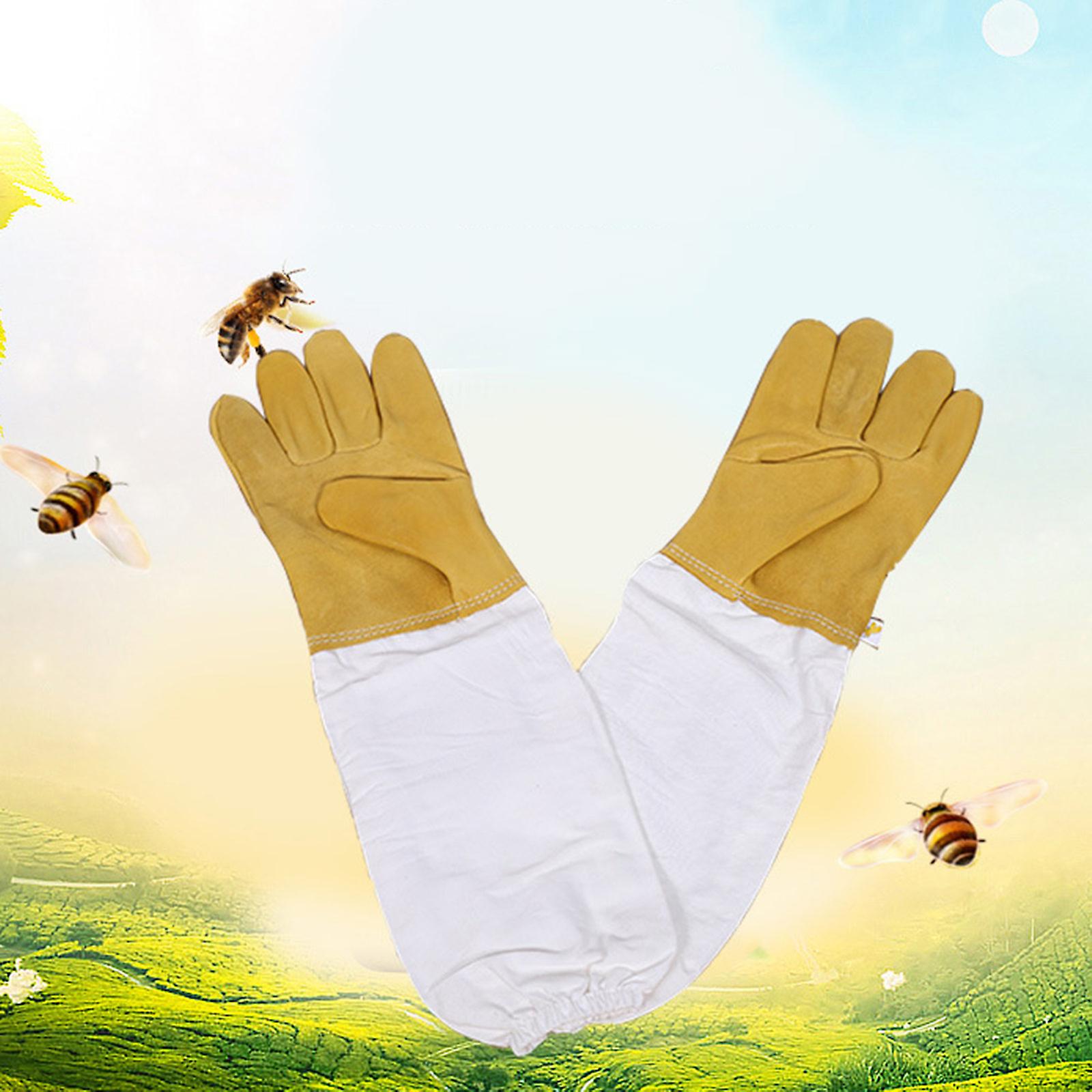 1 Pair Beekeeping Gloves Protective Sleeves Breathable Anti Bee Sting Sheepskin Long Gloves For Beekeeper Beekeeping Tools