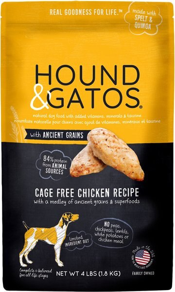 Hound and Gatos Ancient Grain Cage Free Chicken Recipe Dry Dog Food