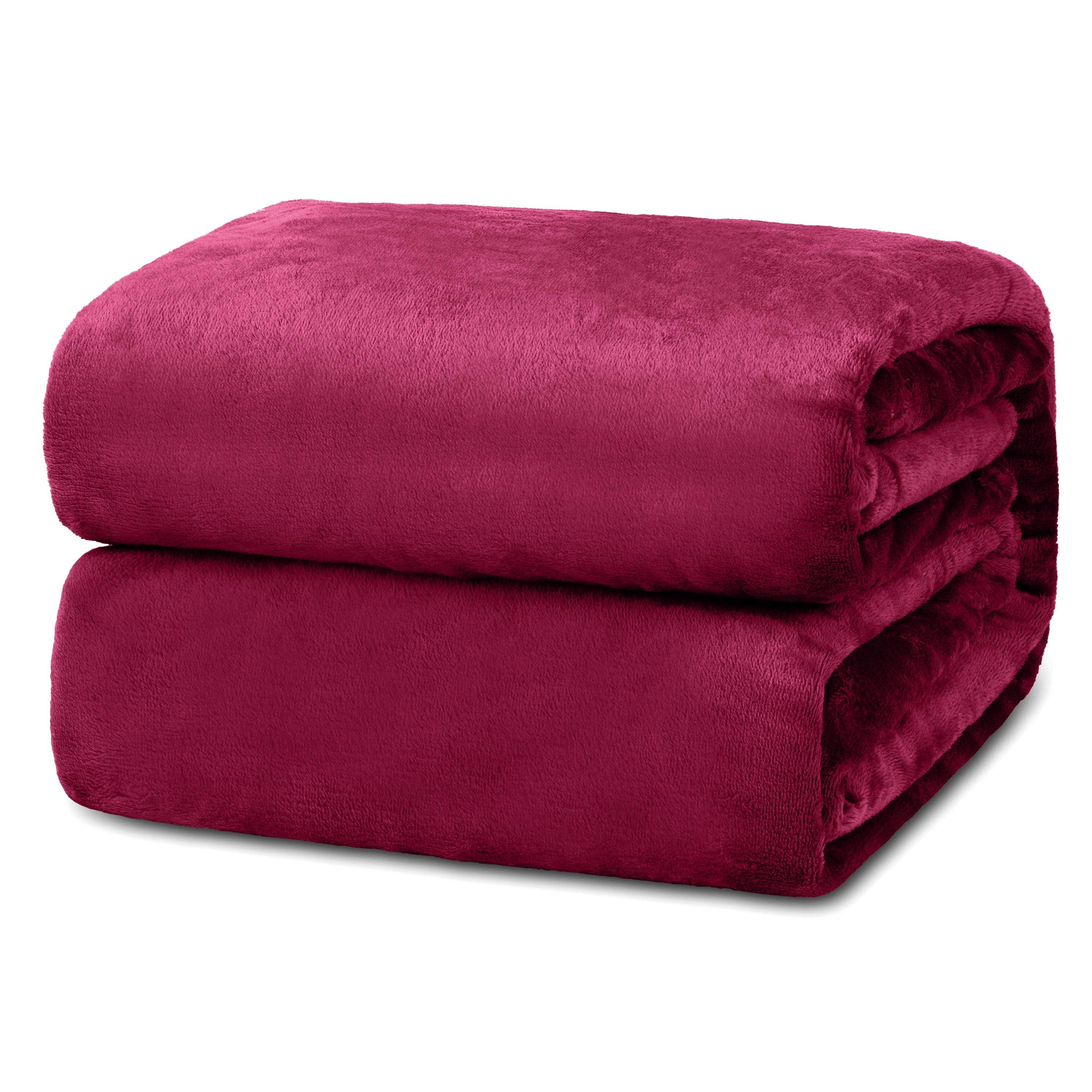 Hannah Linen Queen Fleece Blanket - Super Soft， Warm， Fuzzy and Cozy for All Seasons - Plush Microfiber Christmas Blanket (90x90， Red)