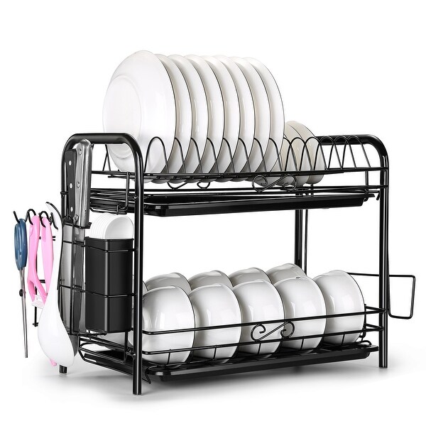 2 Tiers Dish Drying Rack Non Rust - L