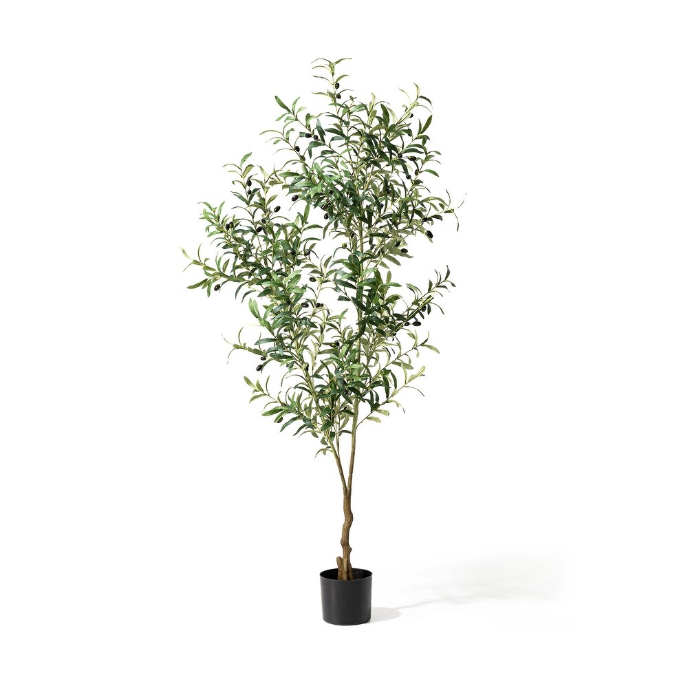 Glitzhome 6ft Faux Olive Artificial Tree With Black Pot   23.5\