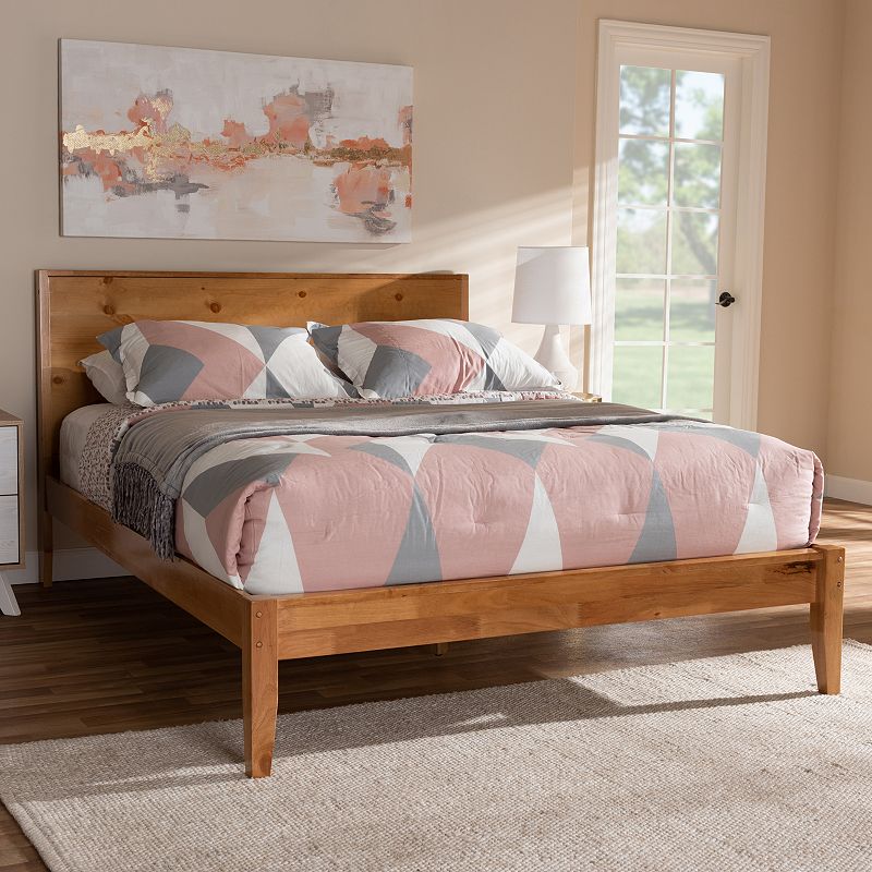 Baxton Studio Marana Oak Finish Bed