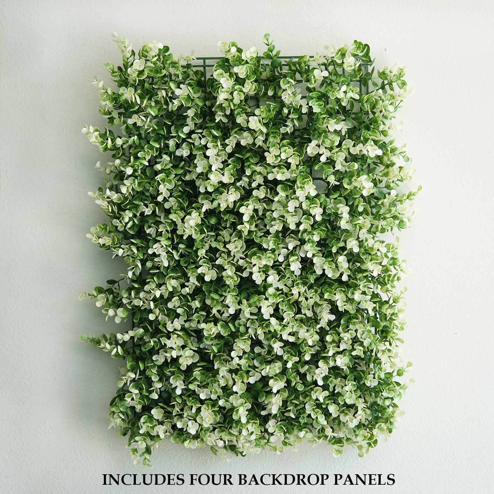 White Tip Green Boxwood Hedge Genlisea Garden Wall Backdrop Mat 4 Artificial Panels 11 Sq ft.