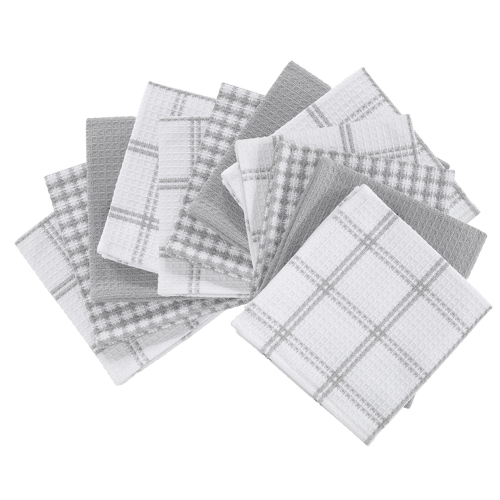 T fal Textiles 12 Pack Flat Waffle Cotton Kitchen Dish Cloth Set