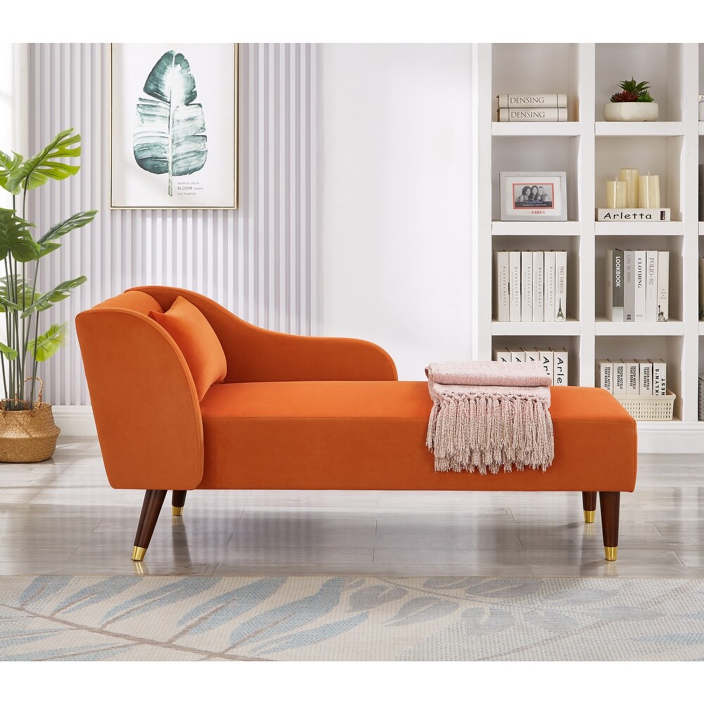 Modern Chaise Lounge Chair Velvet Upholstery