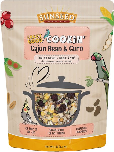 Sunseed Crazy Good Cookin' Cajun Bean and Corn Cookable Bird Treat， 3-lb bag