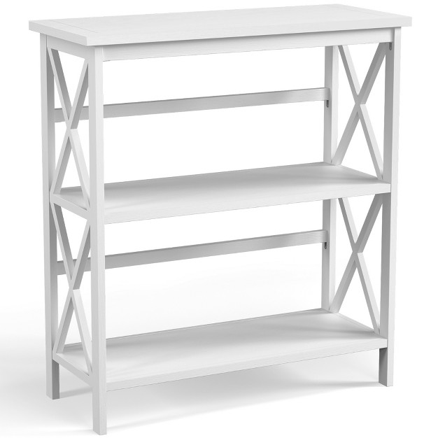 Costway 3 tier Bookshelf Wooden Open Storage Bookcase For Home Office White black coffee natural