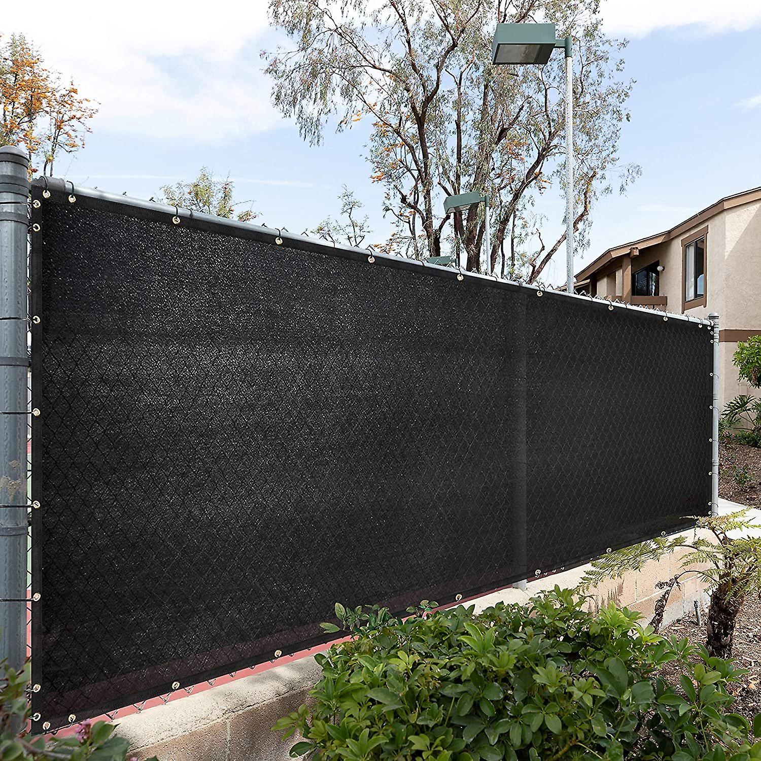 8' X 50' Black Fence Privacy Screen Cover Windscreen With Heavy Duty Brass Grommets - Cable Zip Ties Include Make Custom Size