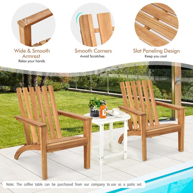 Tangkula 2pcs Wooden Adirondack Chair W ergonomic Design Outdoor Lounge Armchair Acacia Wood Chair For Yard amp patio