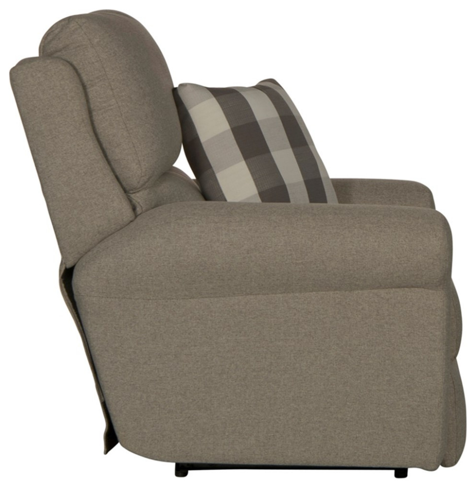 Catnapper Eastland Power Recliner in Gray Polyester Fabric with Accent Pillow   Transitional   Recliner Chairs   by Homesquare  Houzz