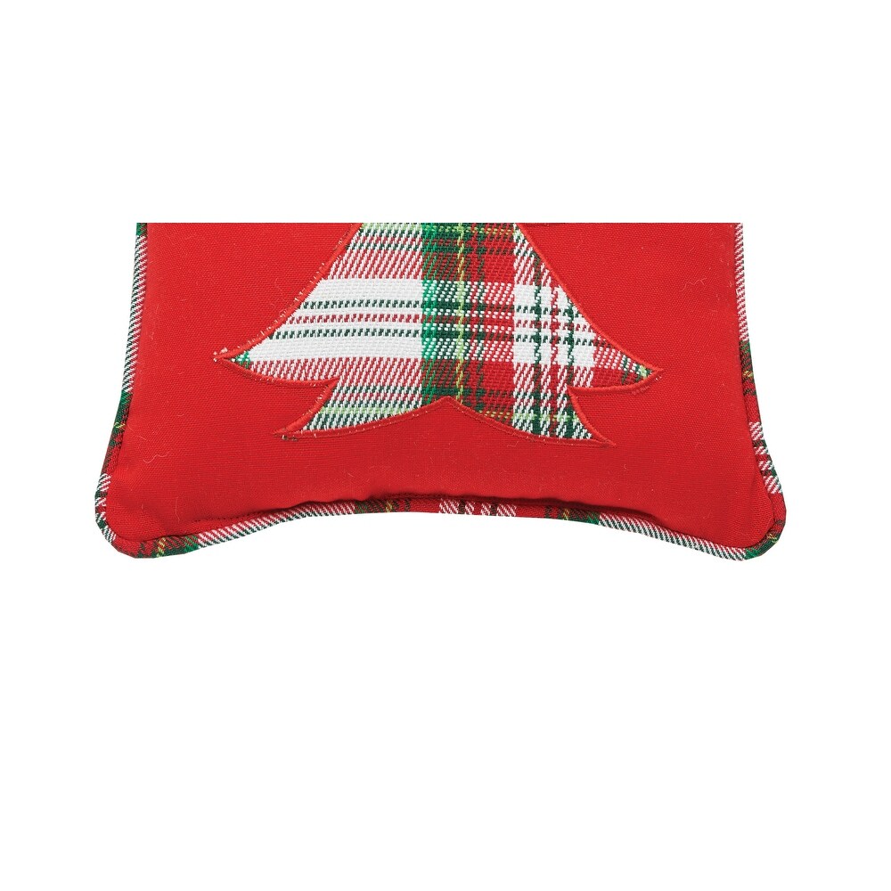 Plaid Christmas Tree Applique Throw Pillow