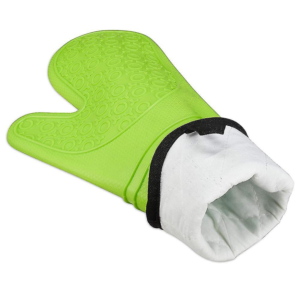 1 Pair Soft Non-slip Oven Gloves， Heat Resistant 500 -green