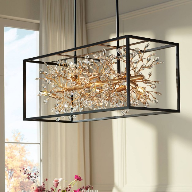 Wide Modern Clear Crystal 8 light Fixture For Dining Room Kitchen Island Home