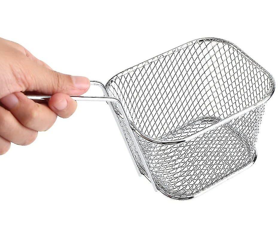 Mini Chip Serving Frying Baskets With Handle 8pcs Stainless Steel