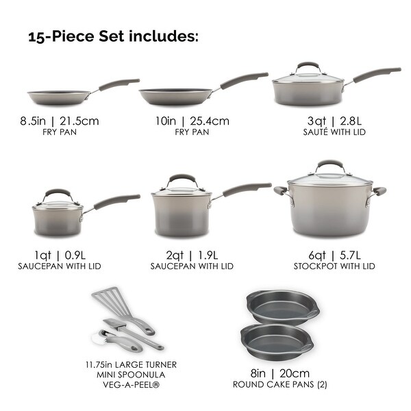 15-Piece Hard Enamel Aluminum Nonstick Cookware Set