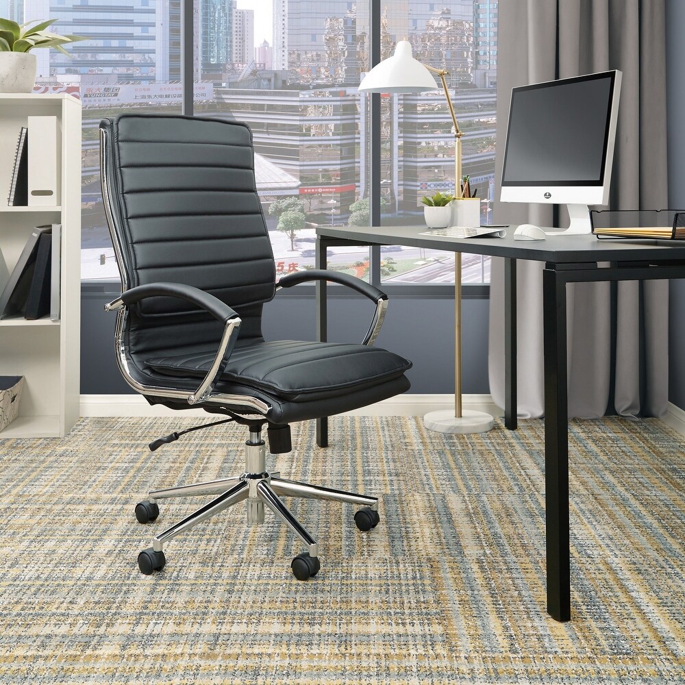 High Back Professional Managers Faux Leather Chair with Chrome Base and Removable Sleeves