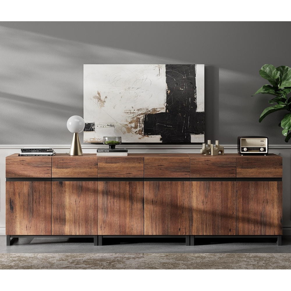 WAMPAT Storage Cabinet  Modern Sideboard with Adjustable Shelf and Metal Base