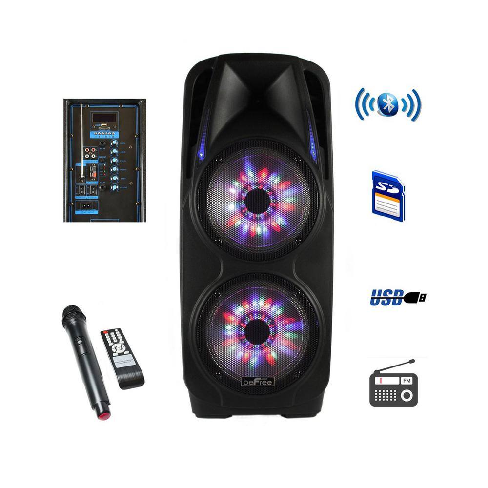 BEFREE SOUND Double 10 in. Subwoofer Portable Bluetooth Party PA Speaker 98595832M