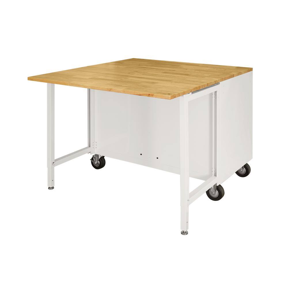 🎉Limited Time Offer🎉CZHusky 46 in. W x 51 in. D Standard Duty 9-Drawer Mobile Workbench with Solid Top Full Length Extension Table in Gloss White HOTC4609BJ5M