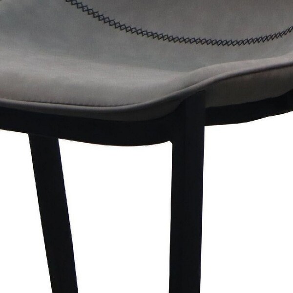 Cid 21 Inch Counter Stool with Footrest， Set of 2， Vegan Faux Leather， Gray