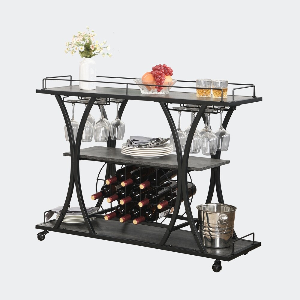 Industrial Bar Cart Kitchen Bar Serving Cart