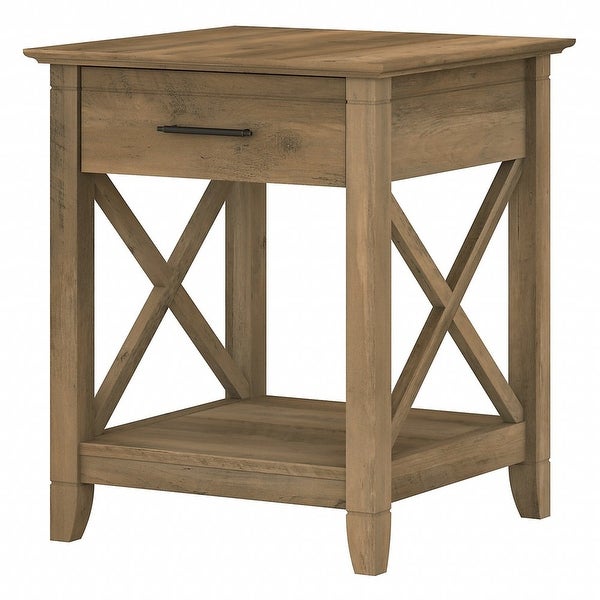 Key West End Table with Storage in Washed Gray