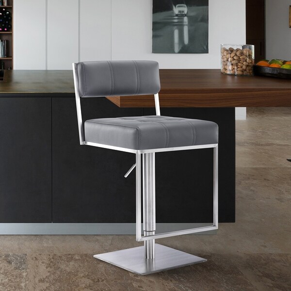 Michele Modern Faux Leather and Metal Adjustable Barstool