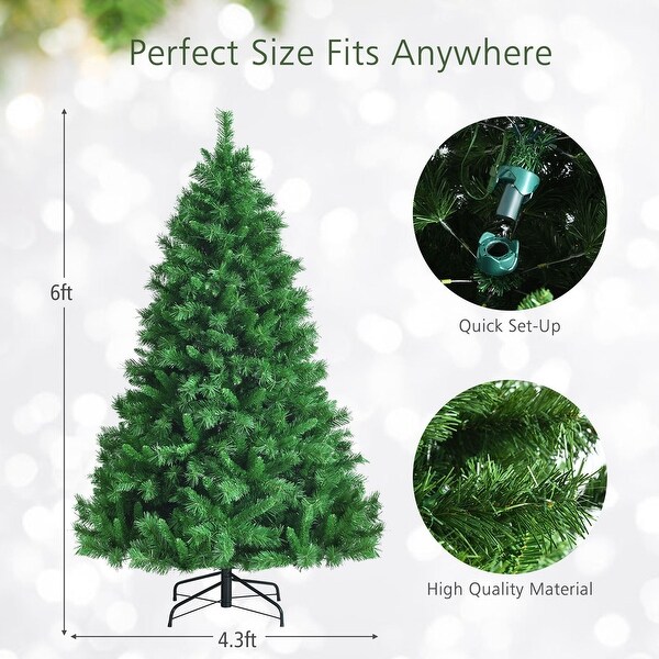 Gymax 6/7/9 FT PreLit Artificial Christmas Tree Hinged Xmas Tree w/ 8