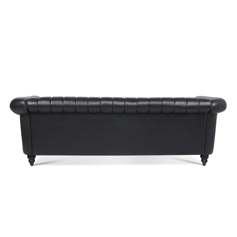 Modern PU Rolled Arm Chesterfield Three Seater Sofa