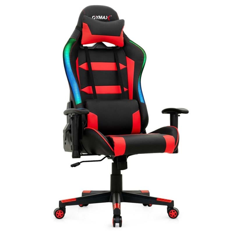 High Back RGB Gaming Chair, Ergonomic Video Game Chair with LED Lights, PVC Leather E-Sport Computer Chair