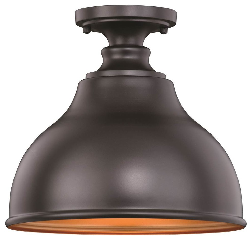 Vaxcel Delano 11 quotSemi Flush Mount  Oil Burnished Bronze With Inner Light Gold   Transitional   Outdoor Flush mount Ceiling Lighting   by HedgeApple  Houzz