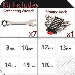 Husky Ratcheting MM Combination Wrench Set (7-Piece) HRW7PCMMN-06