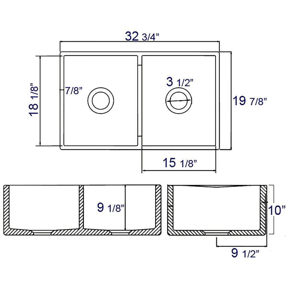 ALFI BRAND Decorative Lip Farmhouse Apron Fireclay 32 in. Double Basin Kitchen Sink in White AB539-W