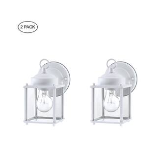 Hukoro 2-Pack 1-Light Outdoor Wall Light with Matte White and Clear Glass Shade 2F10511-WH