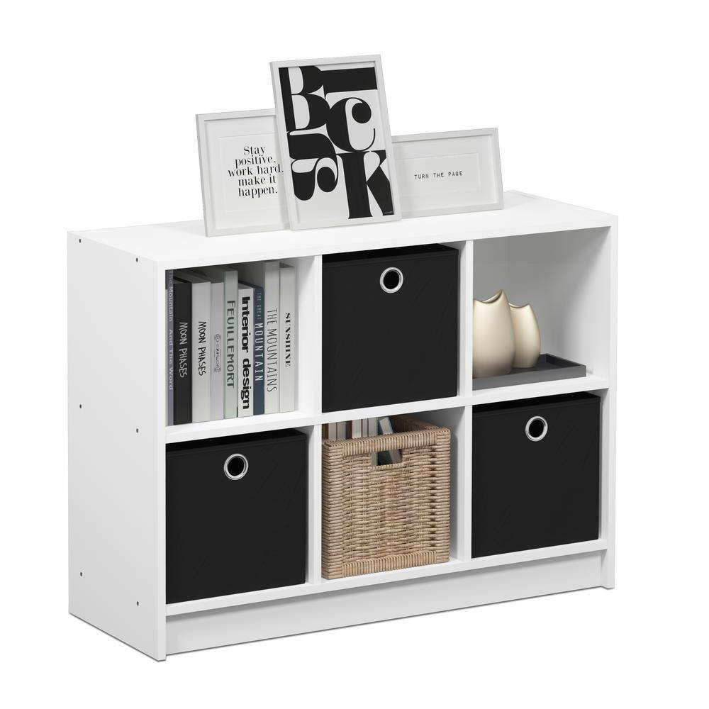 Furinno 23.6 in. WhiteBlack Wood 3-shelf Cube Bookcase with Closed Storage 99940WHBK