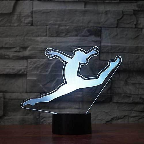 3d Gymnast Shape Night Light Touch Switch 7 Color Change Led Table Desk Lamp Acrylic Flat Abs Base Usb Charger Home Toy Brithday Xmas Kid Children Gif