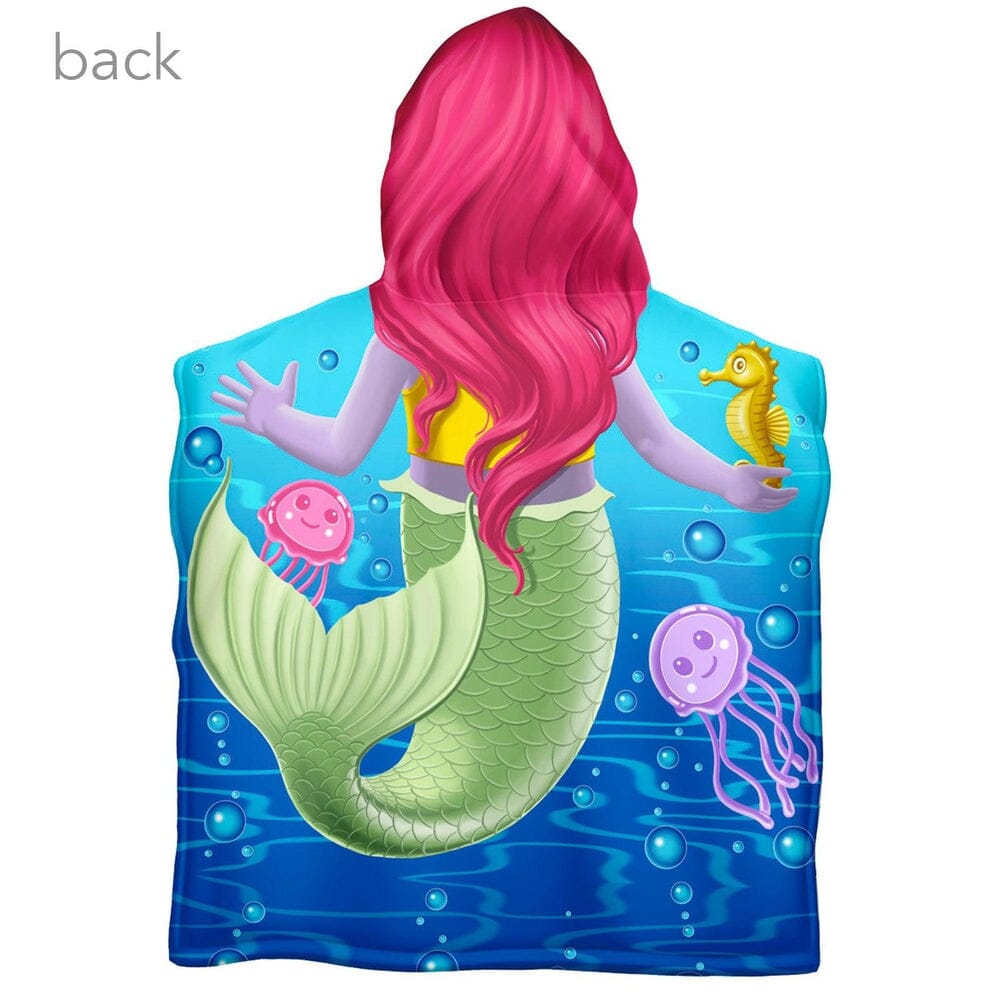 Mermaid and Friends Super Soft Plush Cotton Hooded Towel Poncho