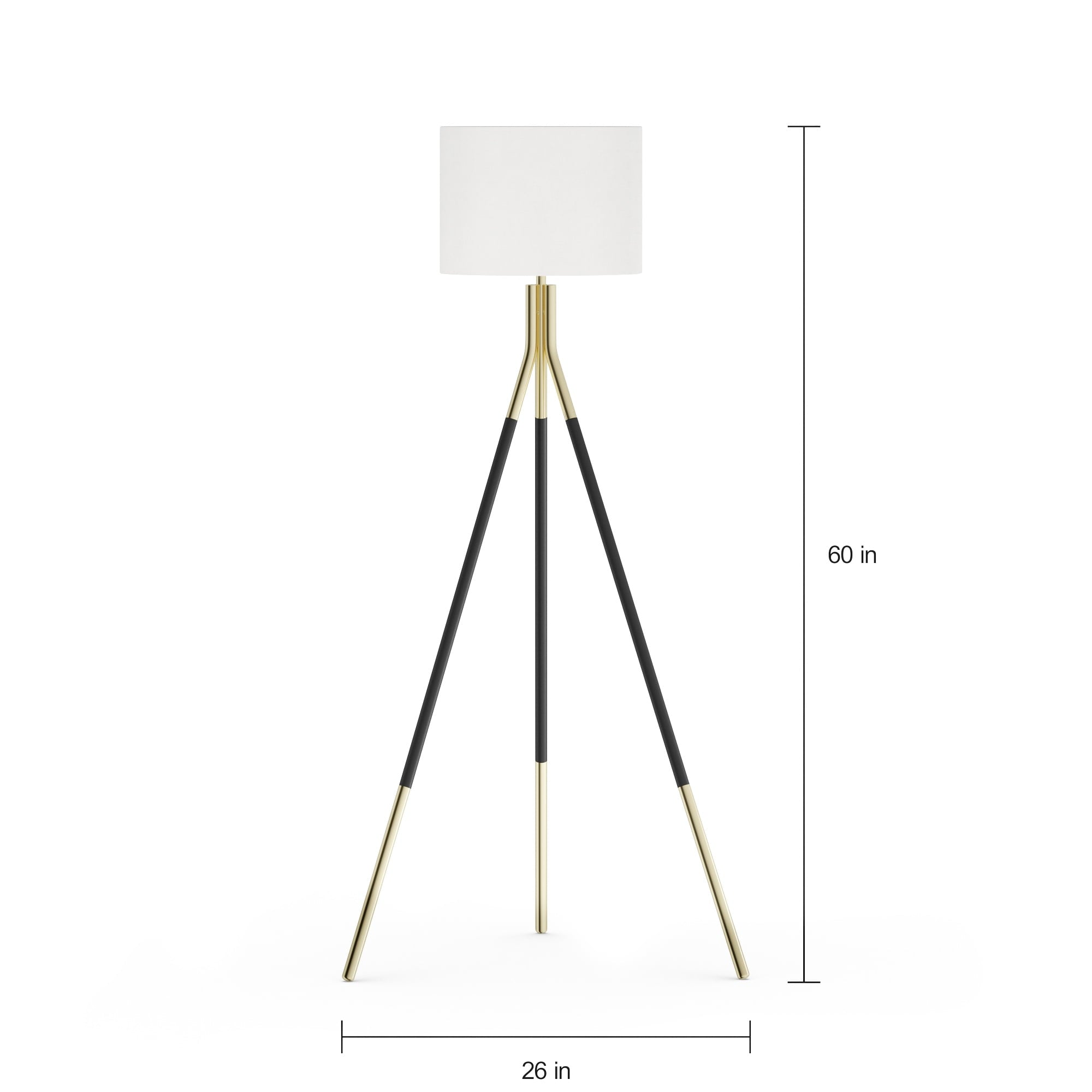 MoDRN Tripod Floor Lamp and Table Lamp Set, Black and Gold