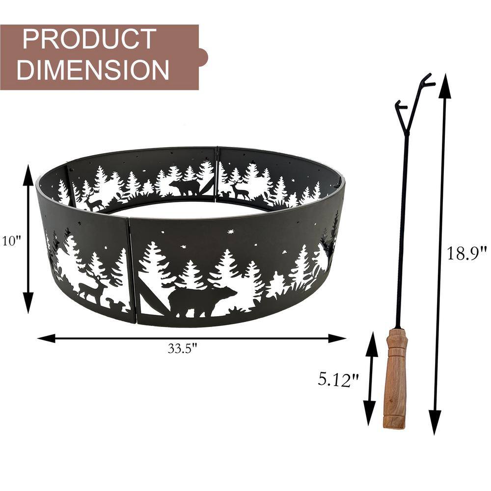 34 in. x 10 in. Outdoor Wood Burning Fire Ring in Black Campsite PF09CAMPRING3