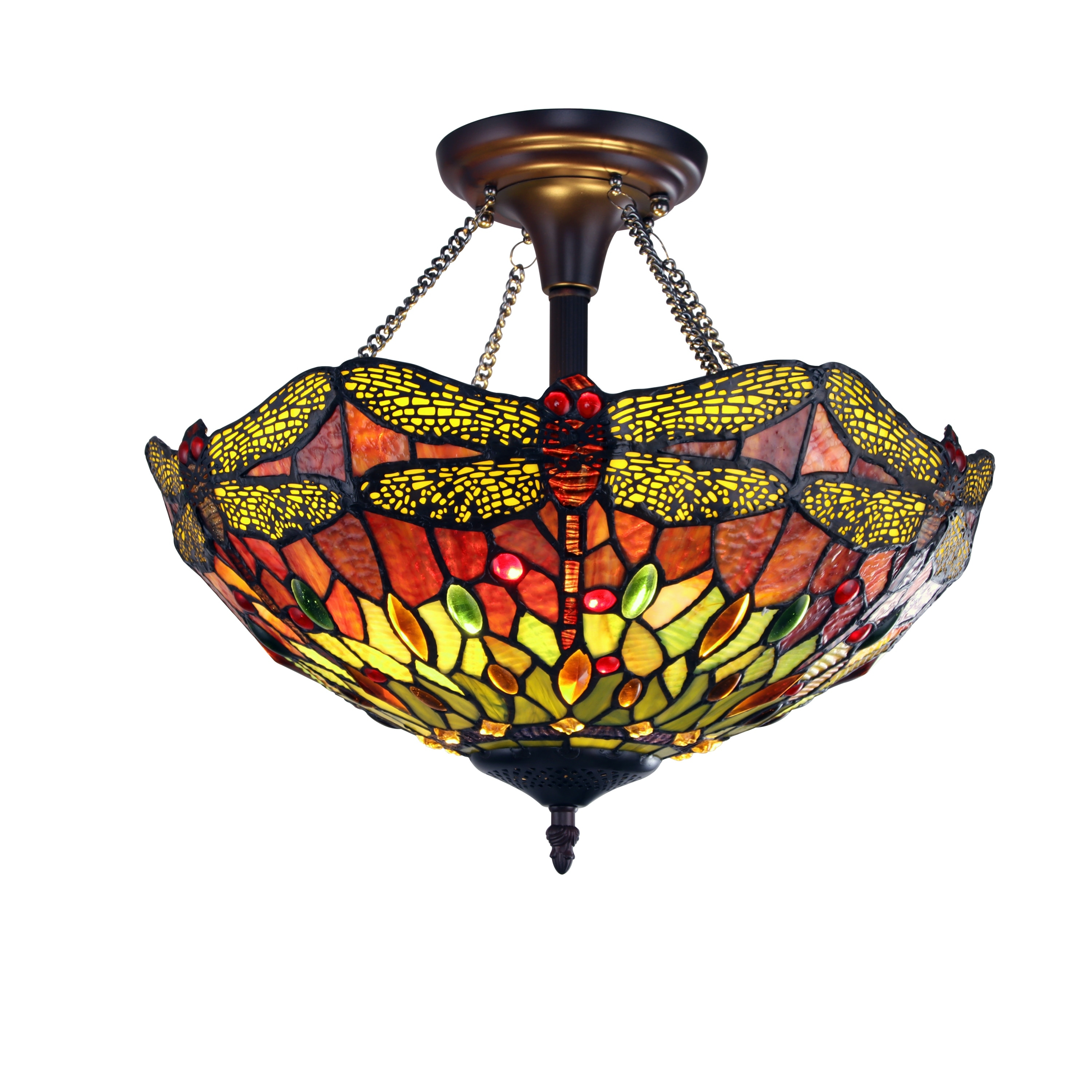  Style Dragonfly Design 2-light Dark Bronze Semi-Flush Fixture