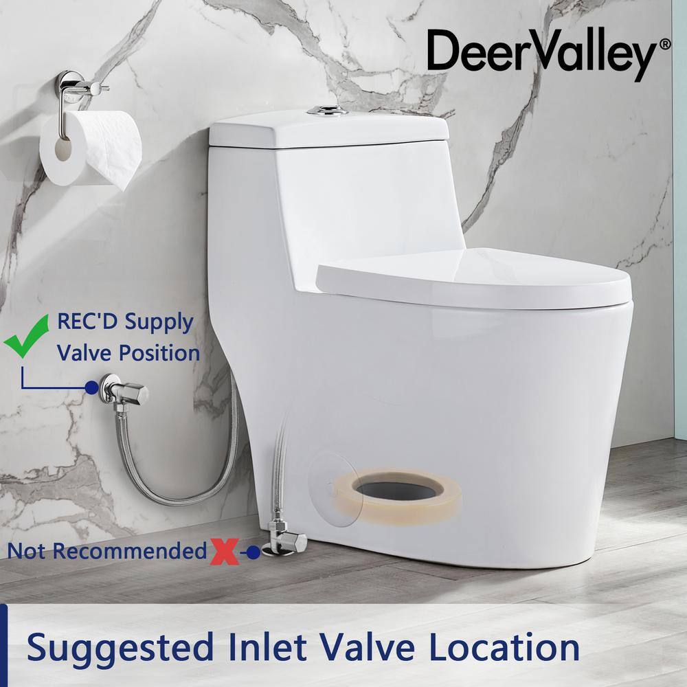 DEERVALLEY Prism 1-Piece 0.81.28 GPF Dual Flush Elongated Toilet in White Seat Included DV-1F52636