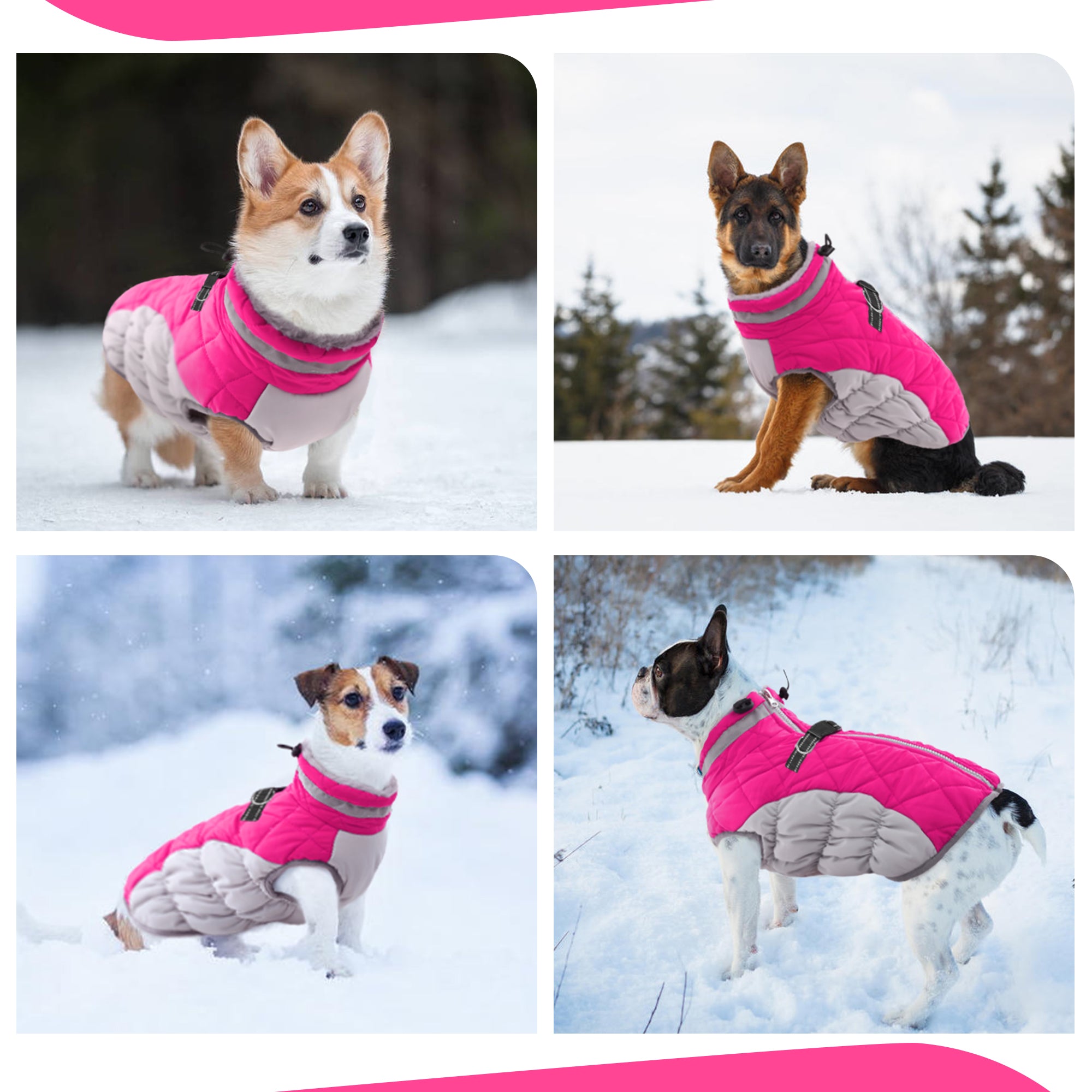 PUMYPOREITY Warm Dog Winter Coat Cold Weather Dog Jacket Windproof Reflective Turtleneck with Neckline D-Ring for Leash Thick Fleece Lining Outdoor Padded Vest for Small Medium Large Dogs