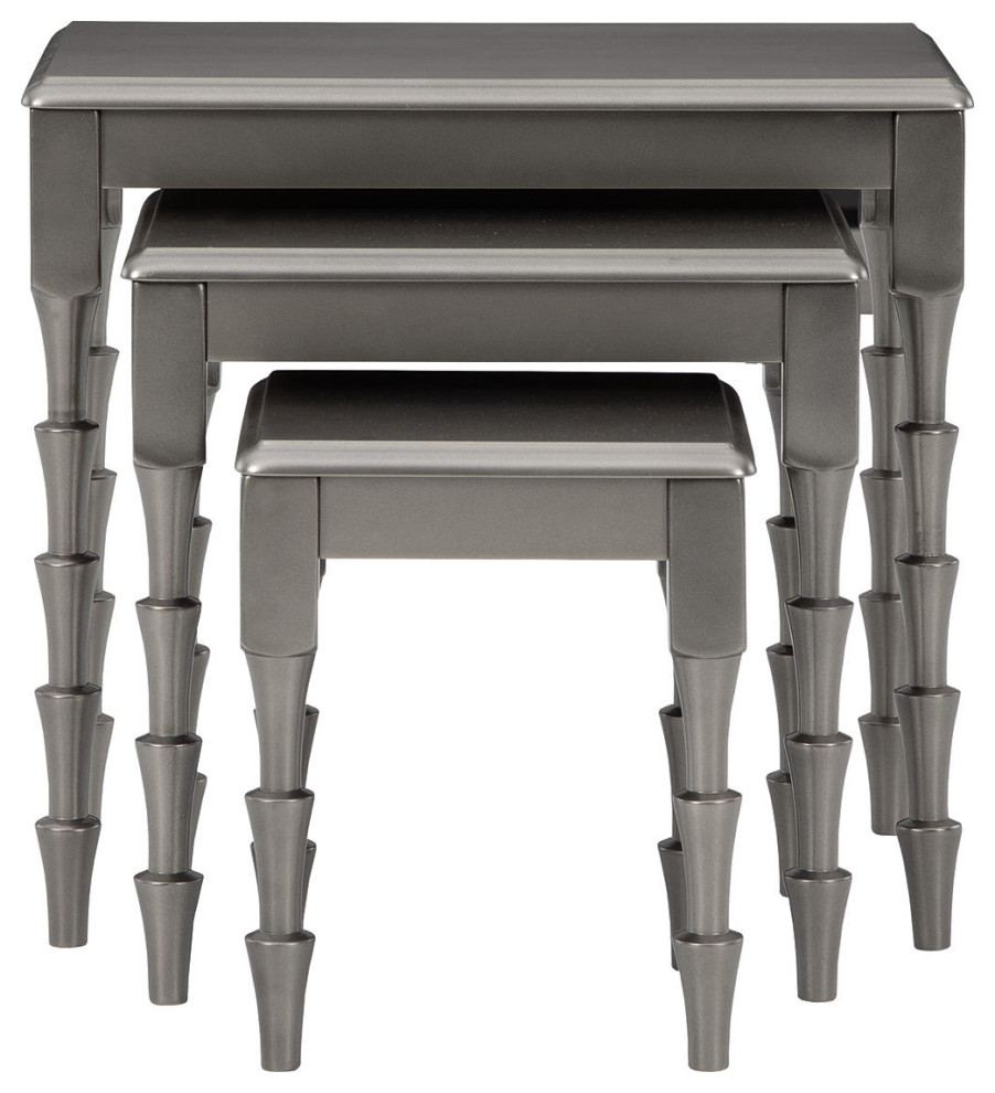 Larkendale Metallic Gray Accent Table  3 Piece Set   Transitional   Coffee Table Sets   by Ashley Furniture Industries  Houzz