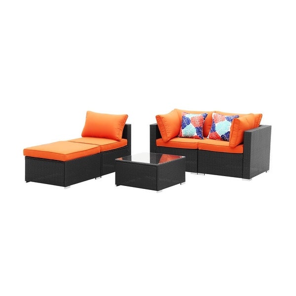 Zenova PE Rattan Wicker Modular Patio Sofa Set with Pillows - Overstock - 32497739