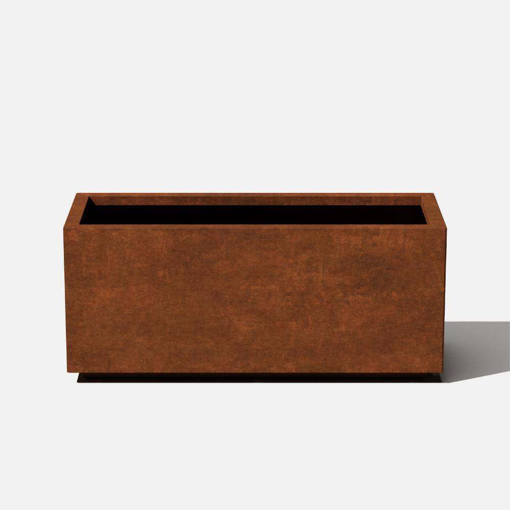 Veradek Long Box Large Rust Corten Steel Metal Rectangular Planter LBXVLGCS