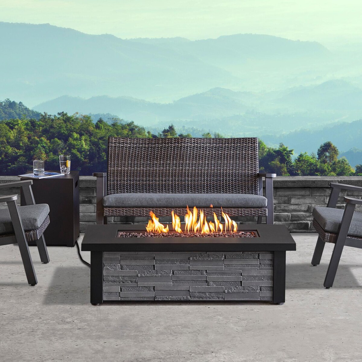 Lakeview Mysticwood 48-Inch Rectangle Natural Gas Fire Table