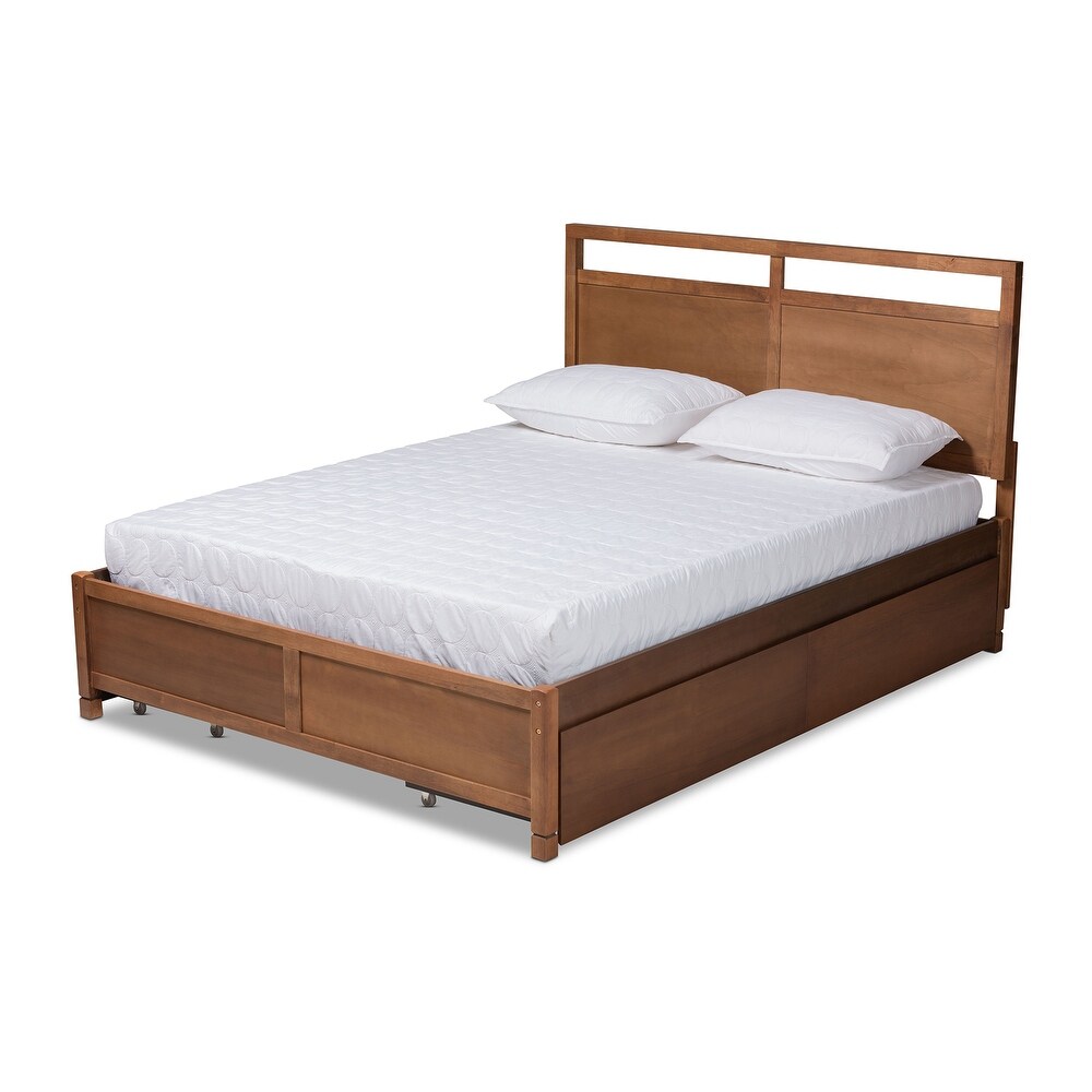 Saffron Modern   Contemporary 4 Drawer Storage Wood Platform Bed