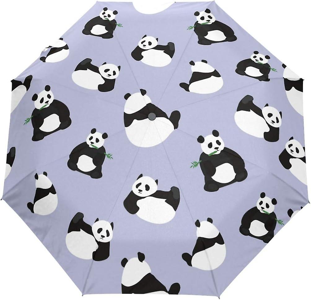 Travel Umbrella Automatic Windproof Foldable Umbrella Cute Panda Pattern