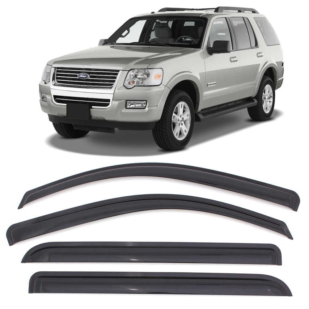 Ikon Motorsports Compatible with 11-19 Ford Explorer Acrylic Window Visors Vent Deflector Rain Guard 4Pc Set Outside Mount 2011 2012 2013 2014 2015 2016 2017 2018