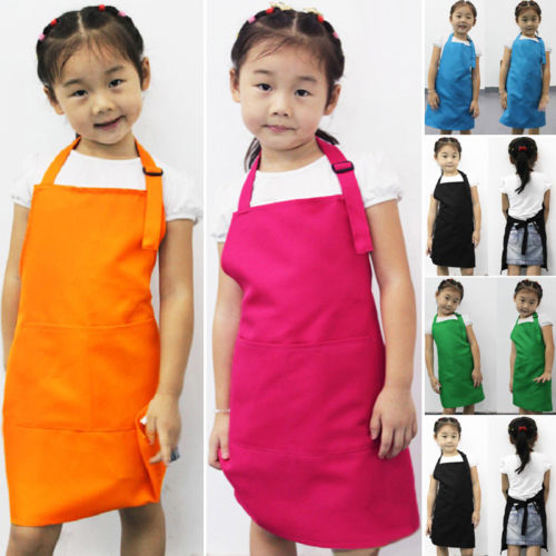 Kids Painting Baking Cooking Kitchen Playing Bib Apron Colorful Waterproof Poly Art Smock with 2 Pockets，Children Artist Apron Chef Apron